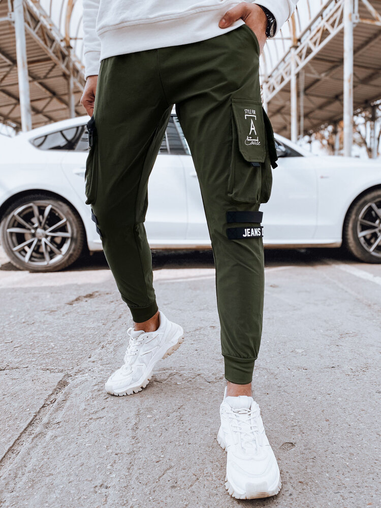 Khaki pánske cargo tepláky UX4307 Veľkosť: M