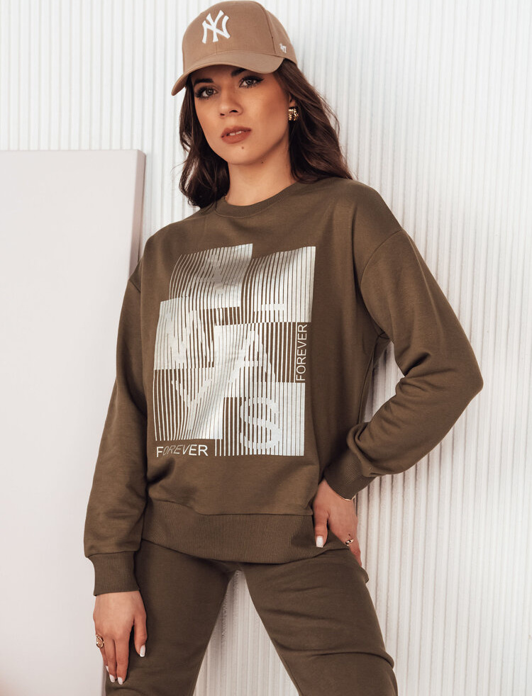 Hnedá mikina s potlačou FEMMES BY1282 Veľkosť: S