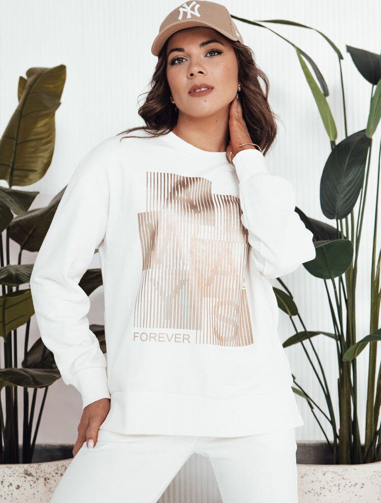 Biela mikina s potlačou FEMMES BY1281 Veľkosť: L