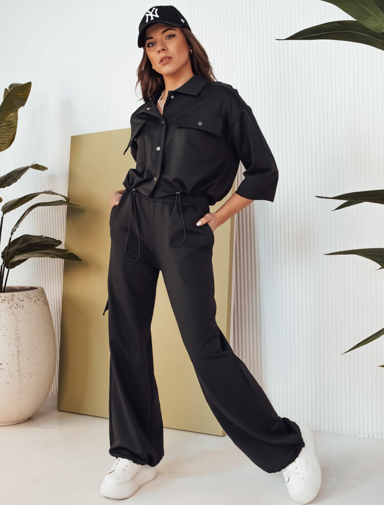 Čierny komplet nohavíc a crop bundy MAROD AY1028 Veľkosť: L