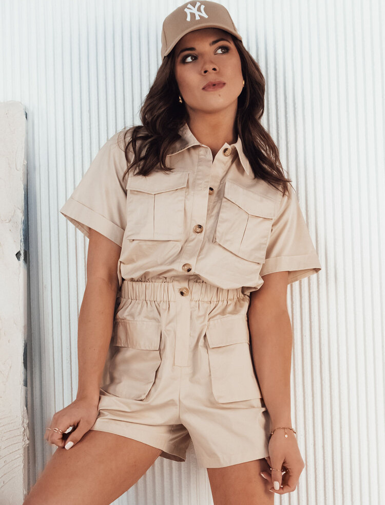 Béžový krátky overal s vreckami BROST EY2459 Veľkosť: ONE SIZE