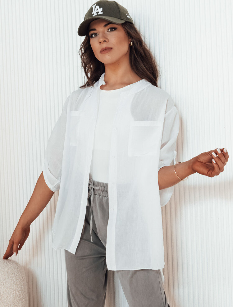 Biela predĺžená košeľa s vreckami GOLANS DY0428 Veľkosť: ONE SIZE