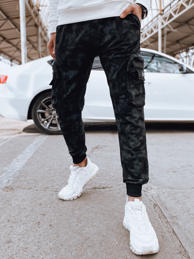 Čierne vzorované tepláky s vreckami UX4362 Veľkosť: 2XL