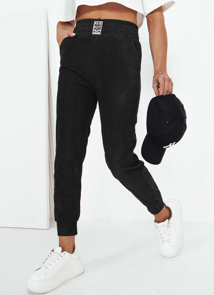 Čierne menčestrové vypasované tepláky LORIST UY2054 Veľkosť: XL/2XL