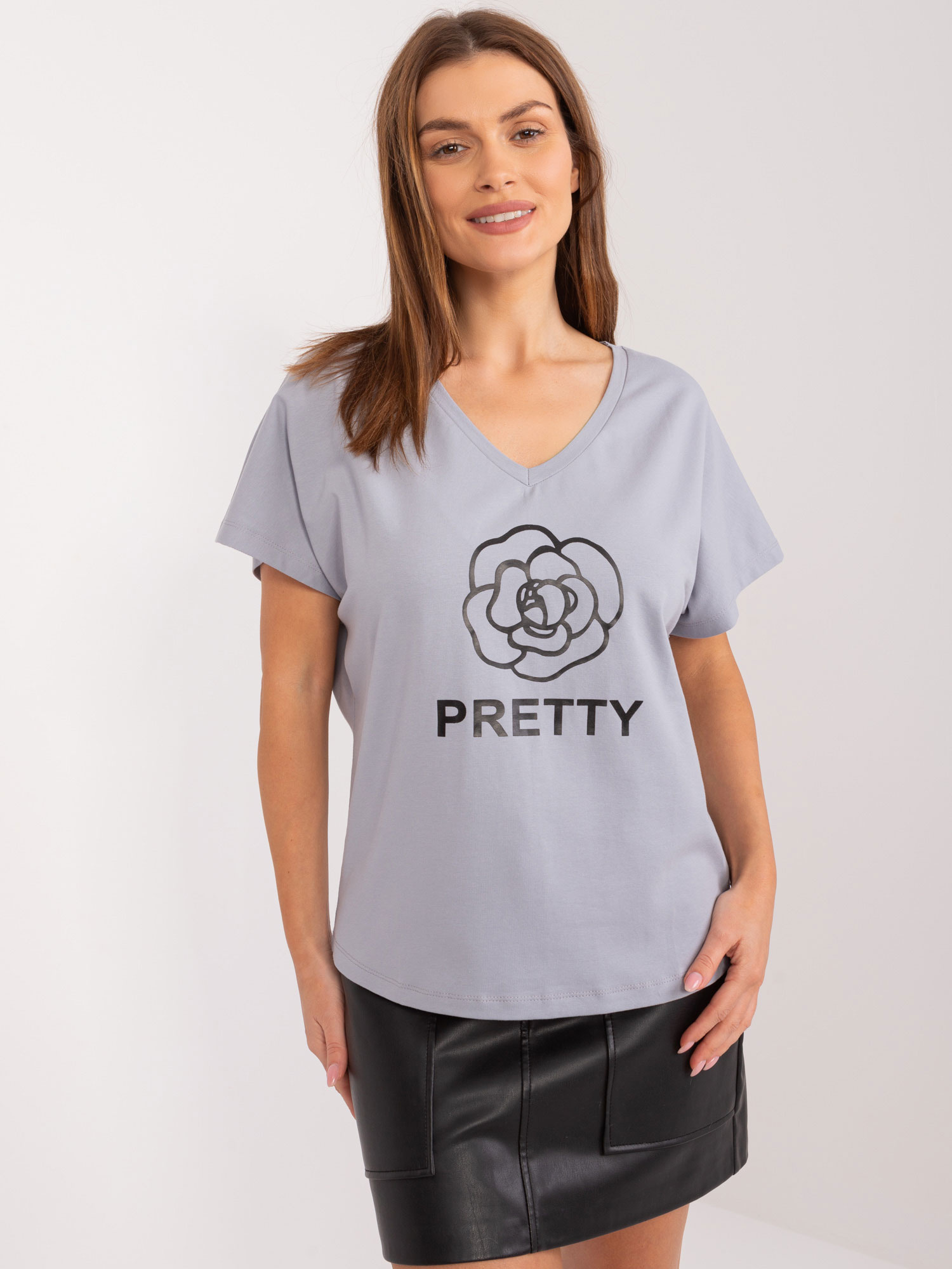 Sivé tričko s potlačou -FA-BZ-9343.38-grey Veľkosť: ONE SIZE