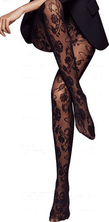 Veneziana Čierne plus size čipkované silonky Fiori 20 den 5-XL Veľkosť: XL