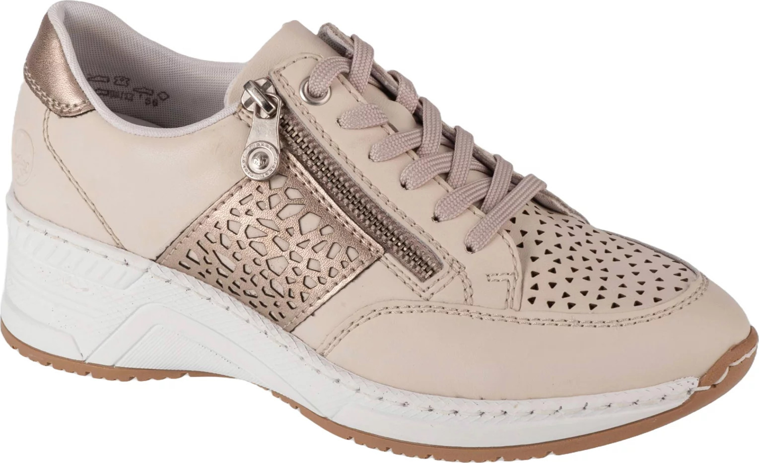 BÉŽOVÉ DÁMSKE TENISKY RIEKER SNEAKERS SO ZLATÝMI DETAILMI N4344-60 Veľkosť: 38