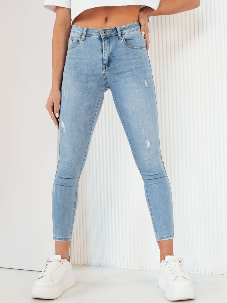 Svetlomodré skinny džínsy s odreninami GRISEL UY1979 Veľkosť: XL