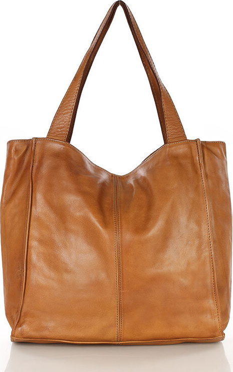 MARCO MAZZINI Camel kožená shopper kabelka (v102f) Veľkosť: ONE SIZE