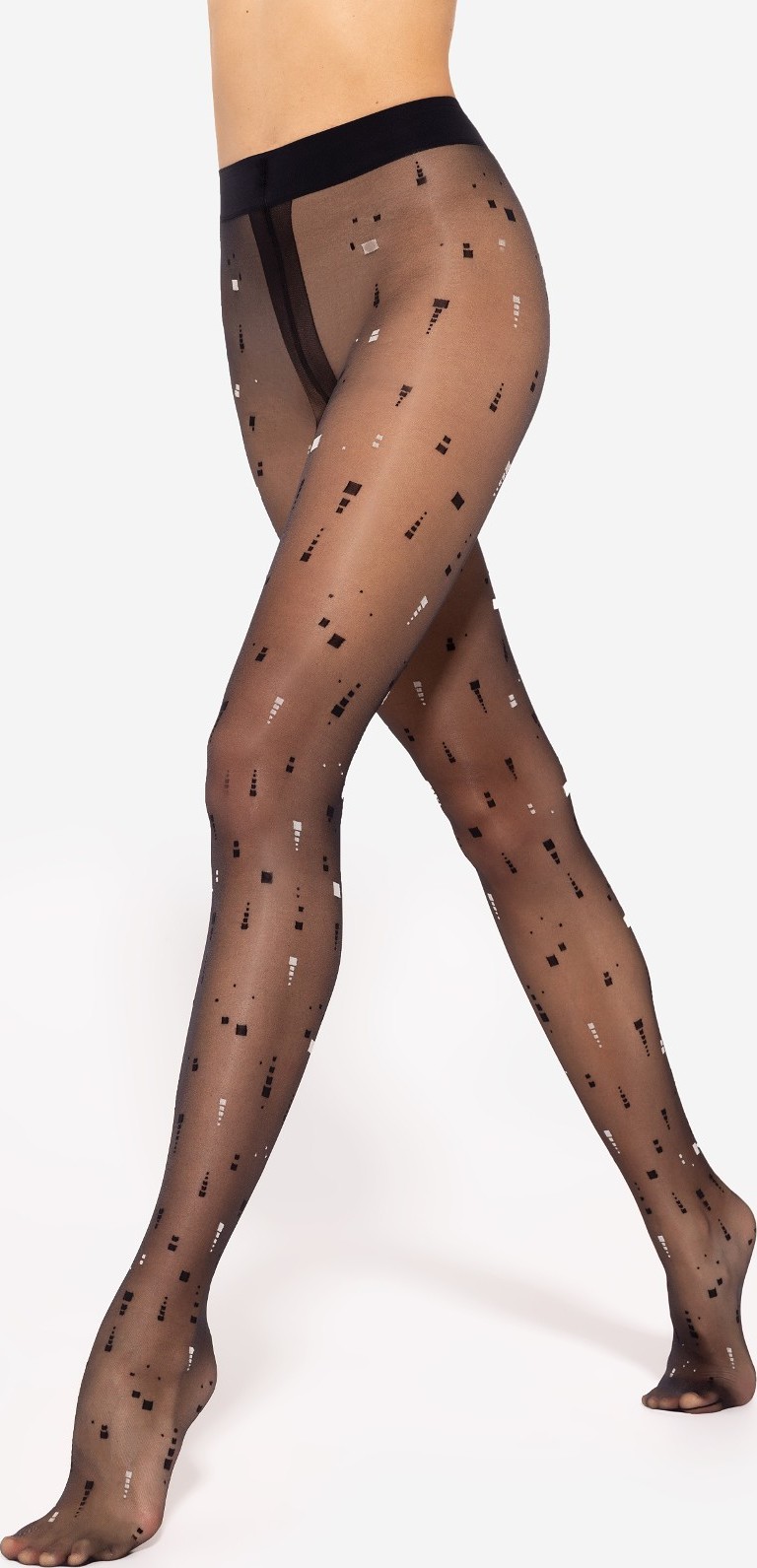 Čierne silonky so vzorom Gatta Pixi wz.01 20 deň Veľkosť: L, Barva: čierno-béžová