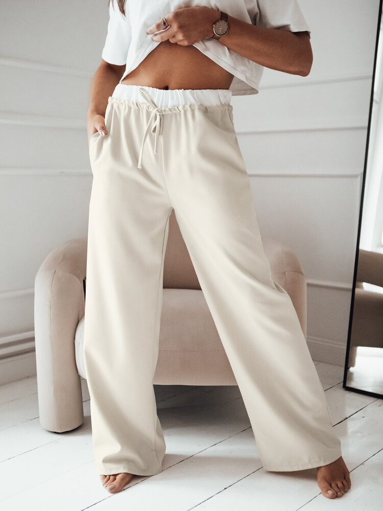 Svetlobéžové široké nohavice DARAMY UY2101 Veľkosť: S