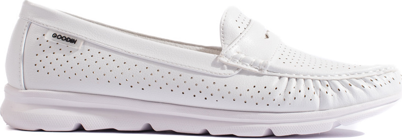 Biele dierované dámske mokasíny GD-FL684W Veľkosť: 36