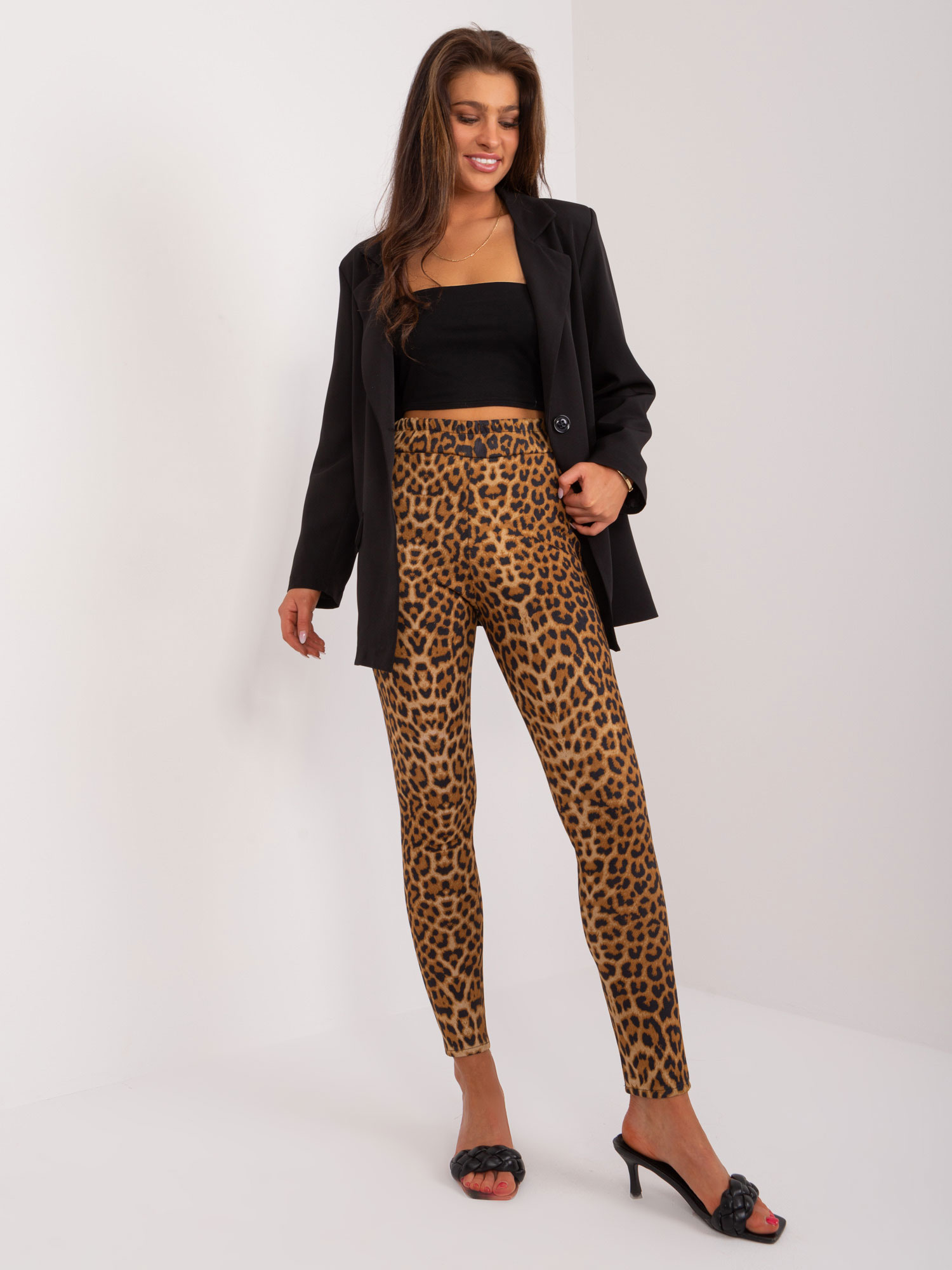 Hnedé leopardie legíny LK-SP-509113.67-camel Veľkosť: S/M