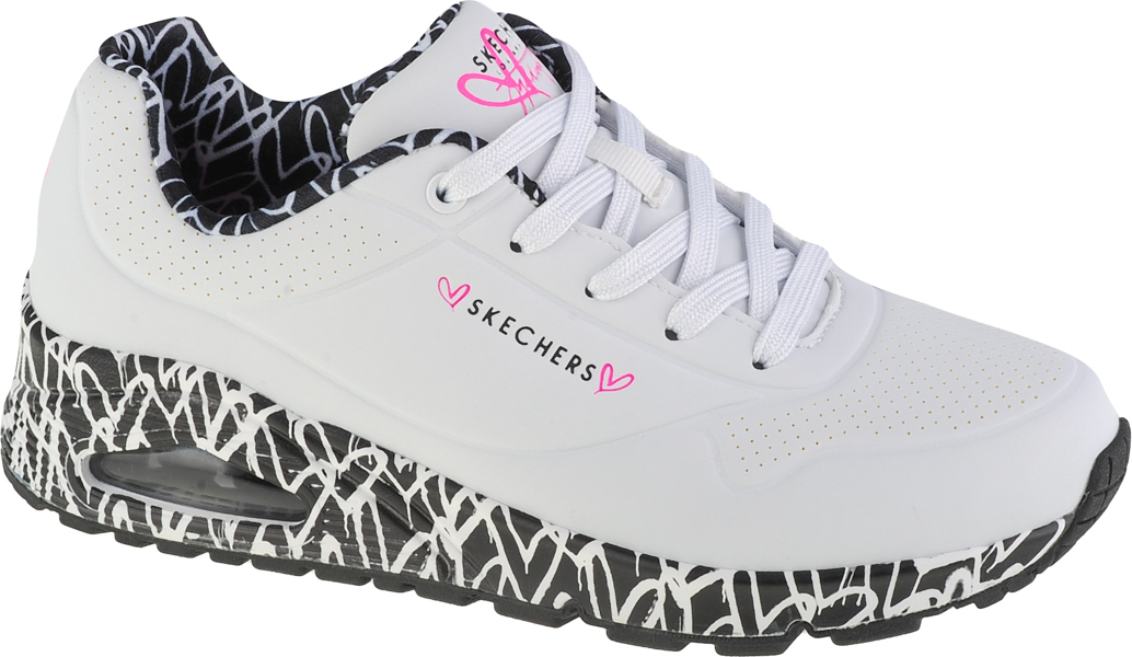 Bielo-čierne dámske tenisky Skechers Uno - Loving Love 155506-WBK Veľkosť: 36