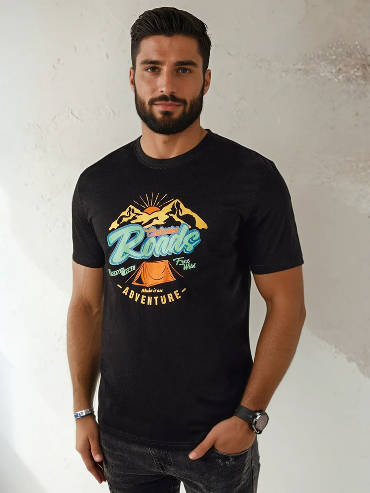 Čierne pánske tričko s potlačou RX5400 Veľkosť: M