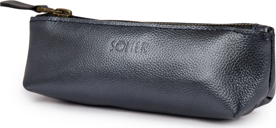 SOLIER Čierne kožené púzdro na perá (PIÓRNIK SA51) Veľkosť: ONE SIZE