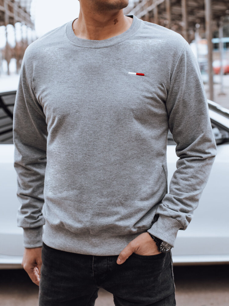 Svetlosivá mikina bez kapucne s drobnou potlačou BX5737 Veľkosť: M