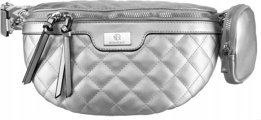 Rovicky Strieborná prešívaná ľadvinka s odnímateľnou peňaženkou R-NER-6 Veľkosť: ONE SIZE