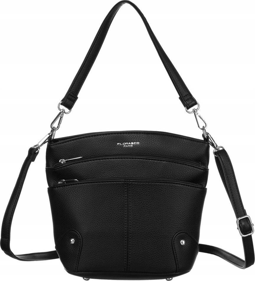 DAVID JONES ČIERNA CROSSBODY KABELKA SO ZIPSAMI F6938 Veľkosť: ONE SIZE