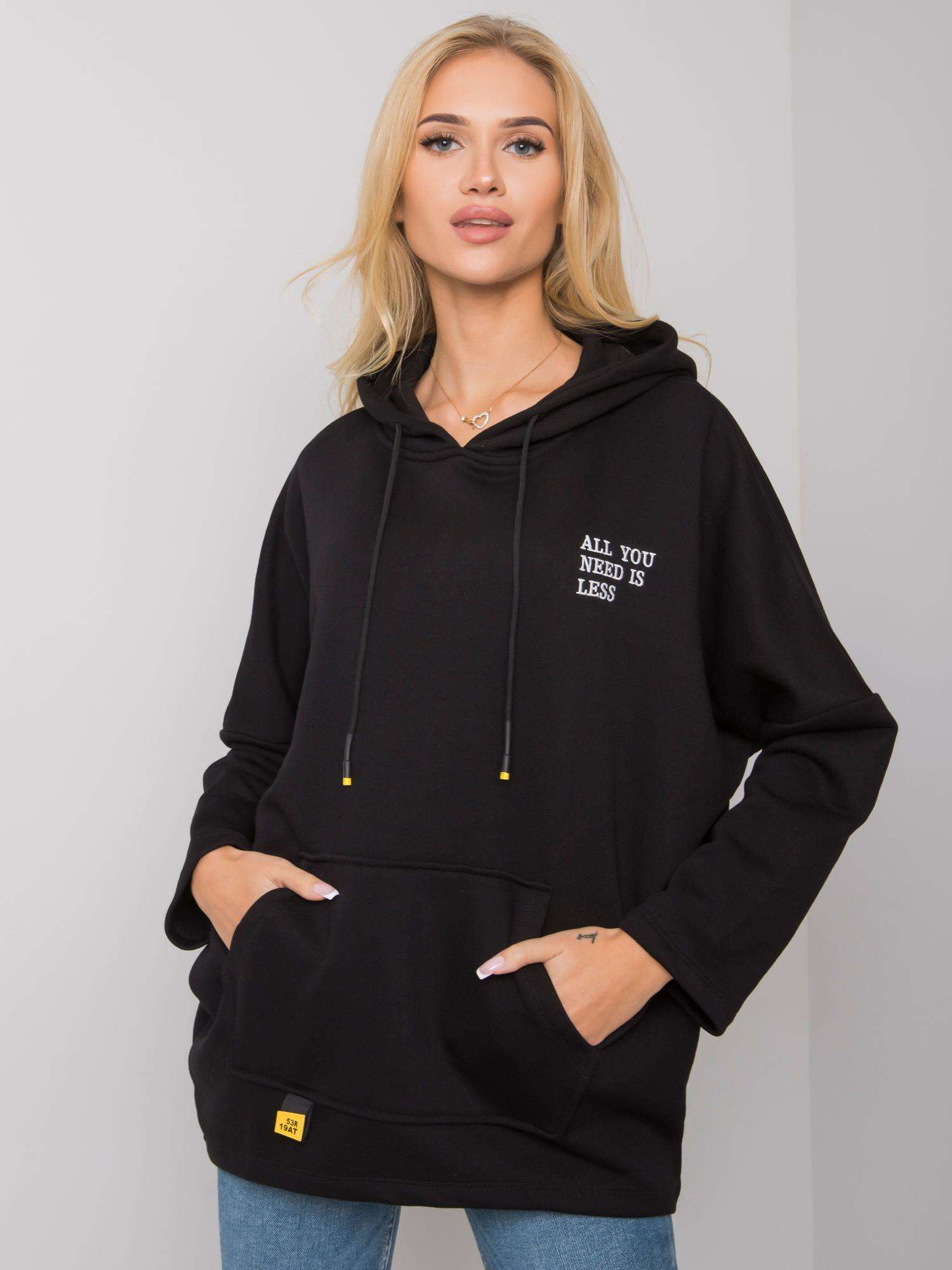 Čierna dámska mikina s vreckom RV-BL-7098.28-black Veľkosť: ONE SIZE