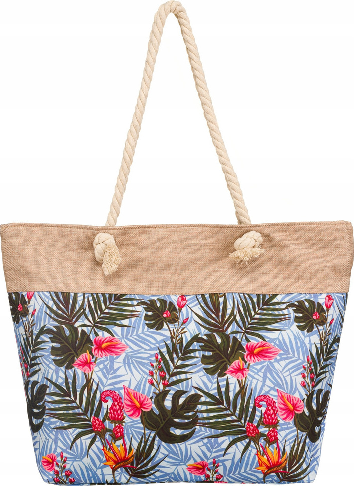 Svetlomodrá vzorovaná plážová taška 2019 Veľkosť: ONE SIZE