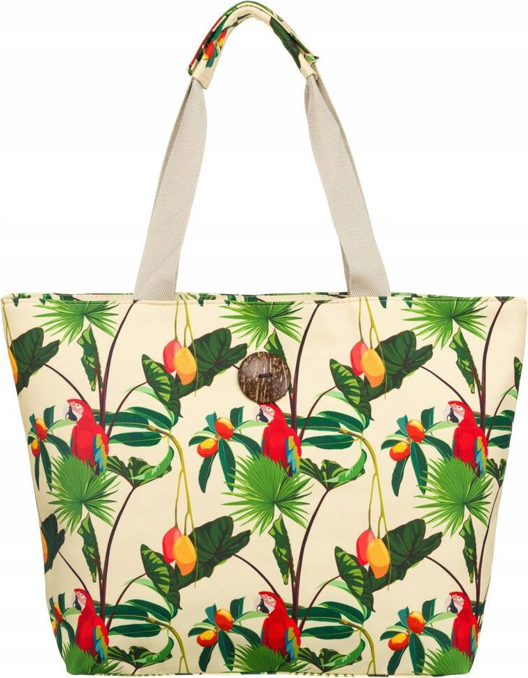 Béžovo-zelená vzorovaná plážová taška 207 Veľkosť: ONE SIZE