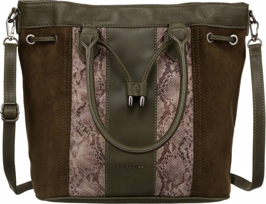 David Jones tmavá khaki shopper kabelka so zvieracím vzorom 6885-5 Veľkosť: ONE SIZE