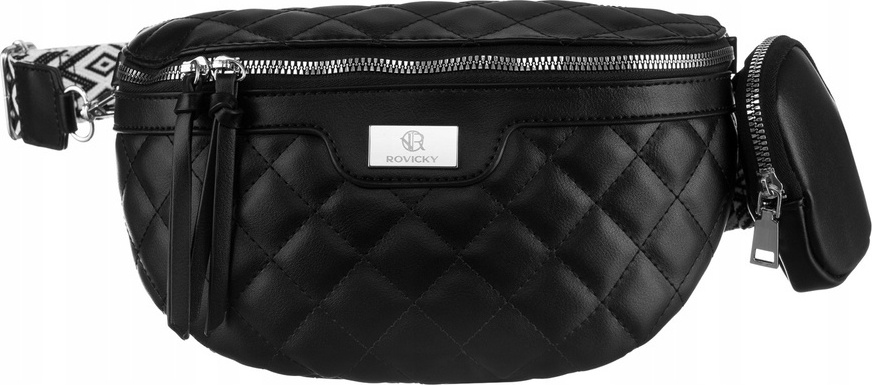 Rovicky Čierna prešívaná ľadvinka s odnímateľnou peňaženkou R-NER-6 Veľkosť: ONE SIZE