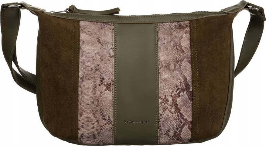 David Jones tmavá khaki vzorovaná crossbody kabelka 6885-1 Veľkosť: ONE SIZE