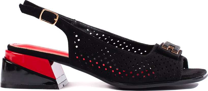 Čierne dierované sandále na nízkom podpätku GD-FL1370B/R Veľkosť: 36