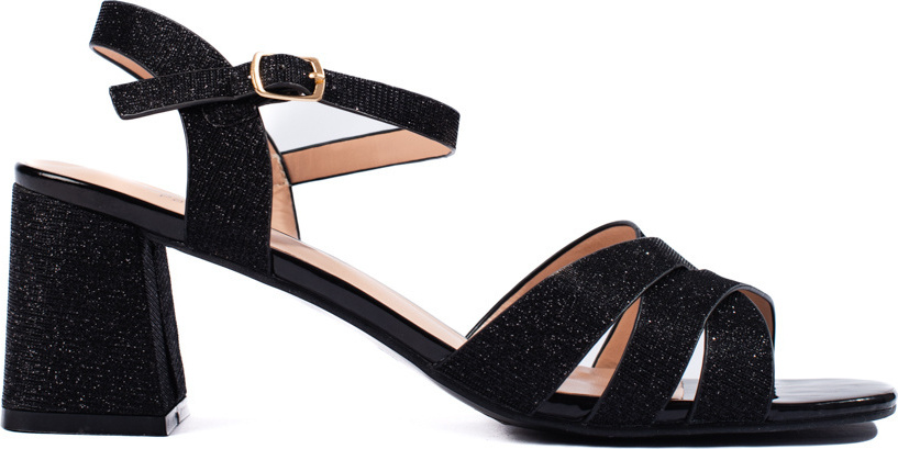 Čierne brokátové sandále na podpätku RL20B Veľkosť: 37