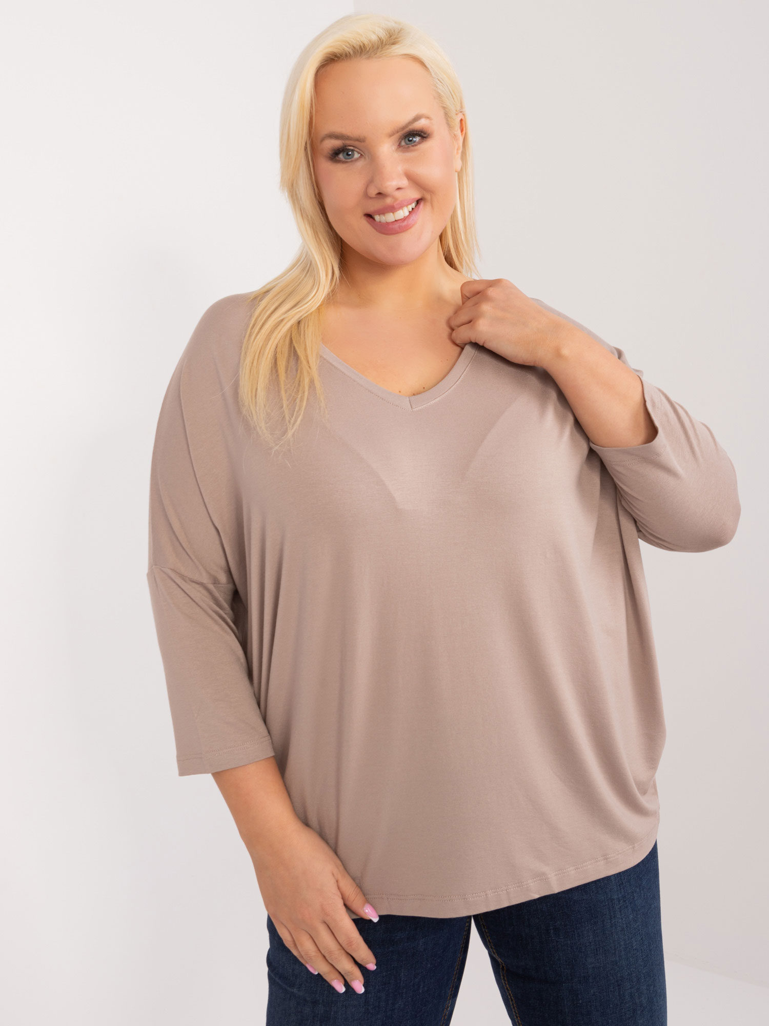 Béžová voľná blúzka -RV-BZ-5745.18-dark beige Veľkosť: ONE SIZE