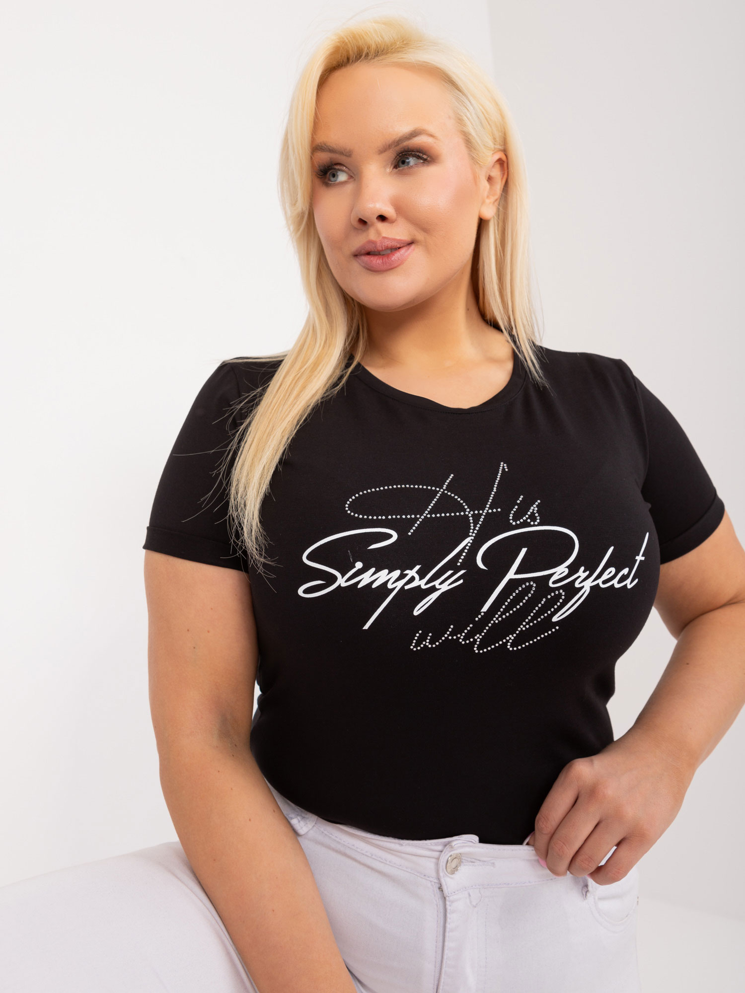 Čierne tričko s nápisom -RV-TS-9481.60-black Veľkosť: ONE SIZE