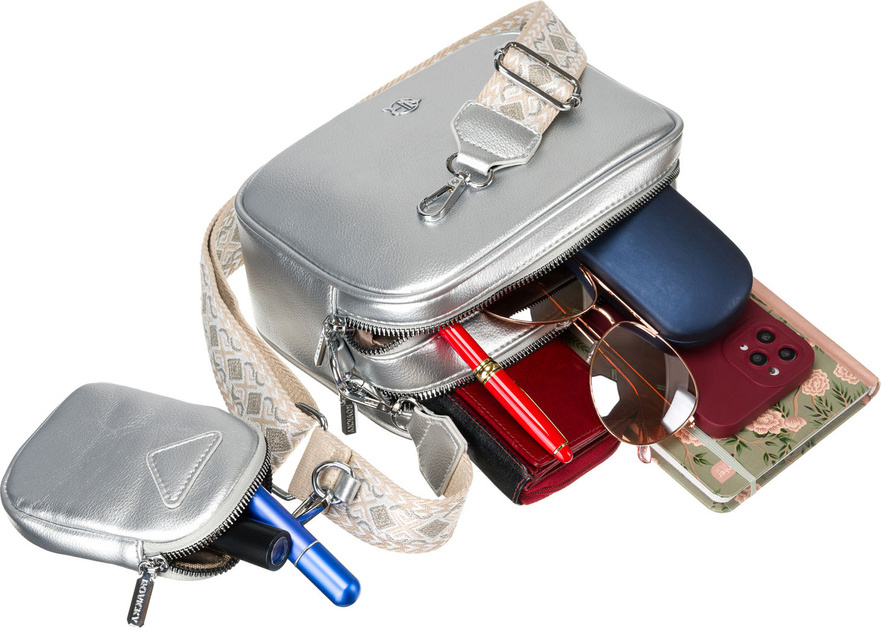 Rovicky strieborná crossbody kabelka s malou peňaženkou R-KP-08-HRH Veľkosť: ONE SIZE