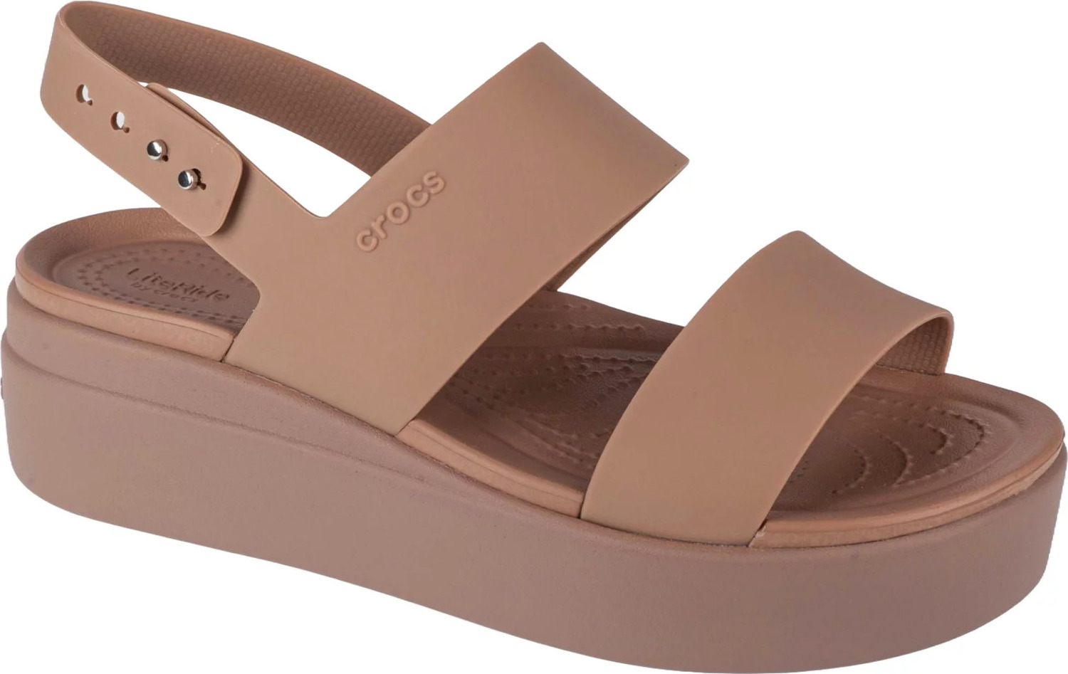 Béžové sandále na platforme Crocs Brooklyn Low Wedge 206453-2EL Veľkosť: 37