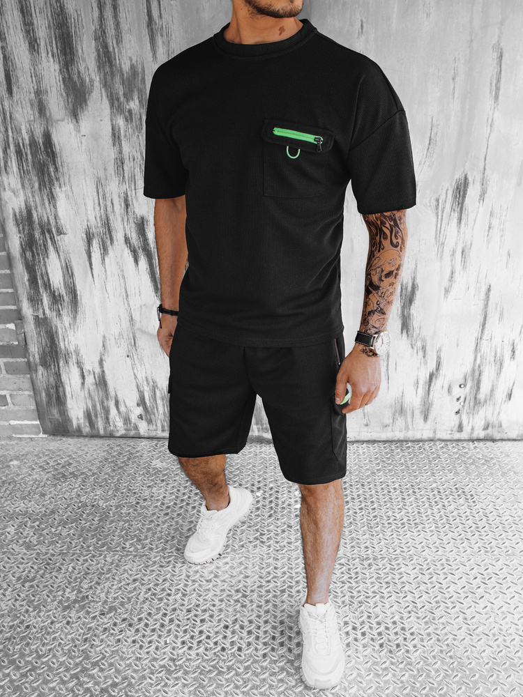 Čierny komplet krátkeho rukáva a šortiek AX0755 Veľkosť: 2XL