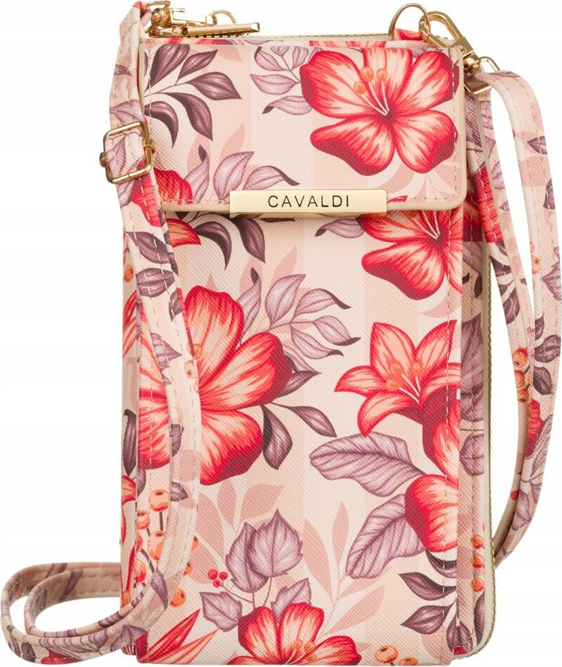 4U Cavaldi Ružovo-červená kvetovaná peňaženka s vreckom na telefón M692 M-20 Veľkosť: ONE SIZE