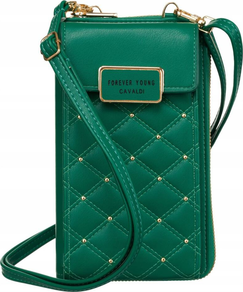 4U Cavaldi Tmavozelená dámska prešívaná peňaženka s odnímateľným popruhom M682 M-09 Veľkosť: ONE SIZE