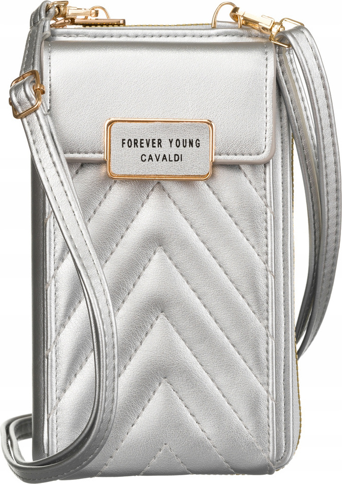 4U Cavaldi Strieborná prešívaná crossbody peňaženka M677 M-10 Veľkosť: ONE SIZE