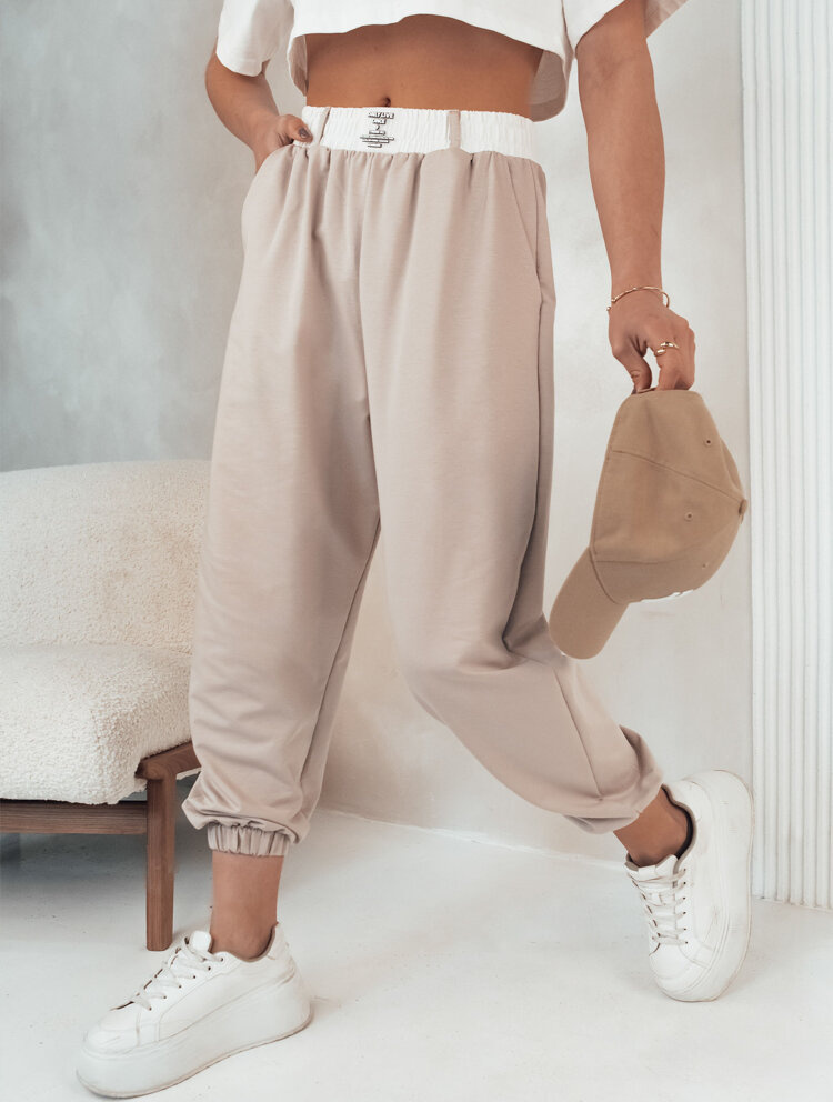 Béžové tepláky s vysokým pásom MINAM UY2013 Veľkosť: L