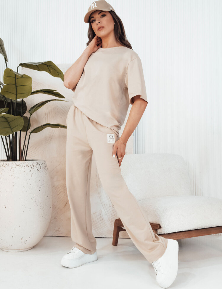 Béžová súprava trička a teplákov BLISES AY1039 Veľkosť: S