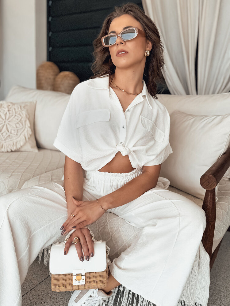 Biela crop košeľa GRITAN DY0429 Veľkosť: ONE SIZE