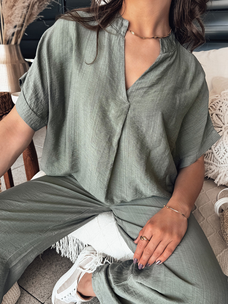 Khaki vzdušná blúzka NAMAYAS RY2605 Veľkosť: ONE SIZE