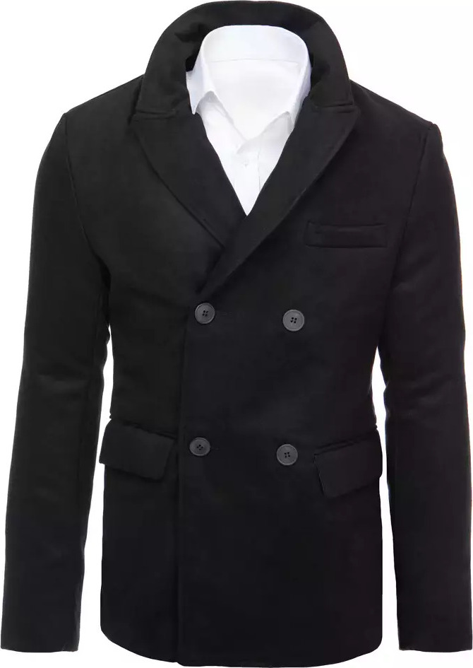 Čierny pánsky kabát CX0433 Veľkosť: L