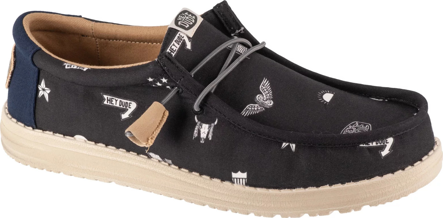 Čierne vzorované poltopánky Hey Dude Wally Stars N Skulls Print 41284-001 Veľkosť: 44