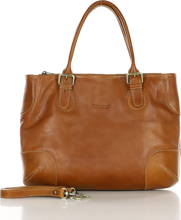 MARCO MAZZINI camel kožená shopper kabelka (419a) Veľkosť: ONE SIZE