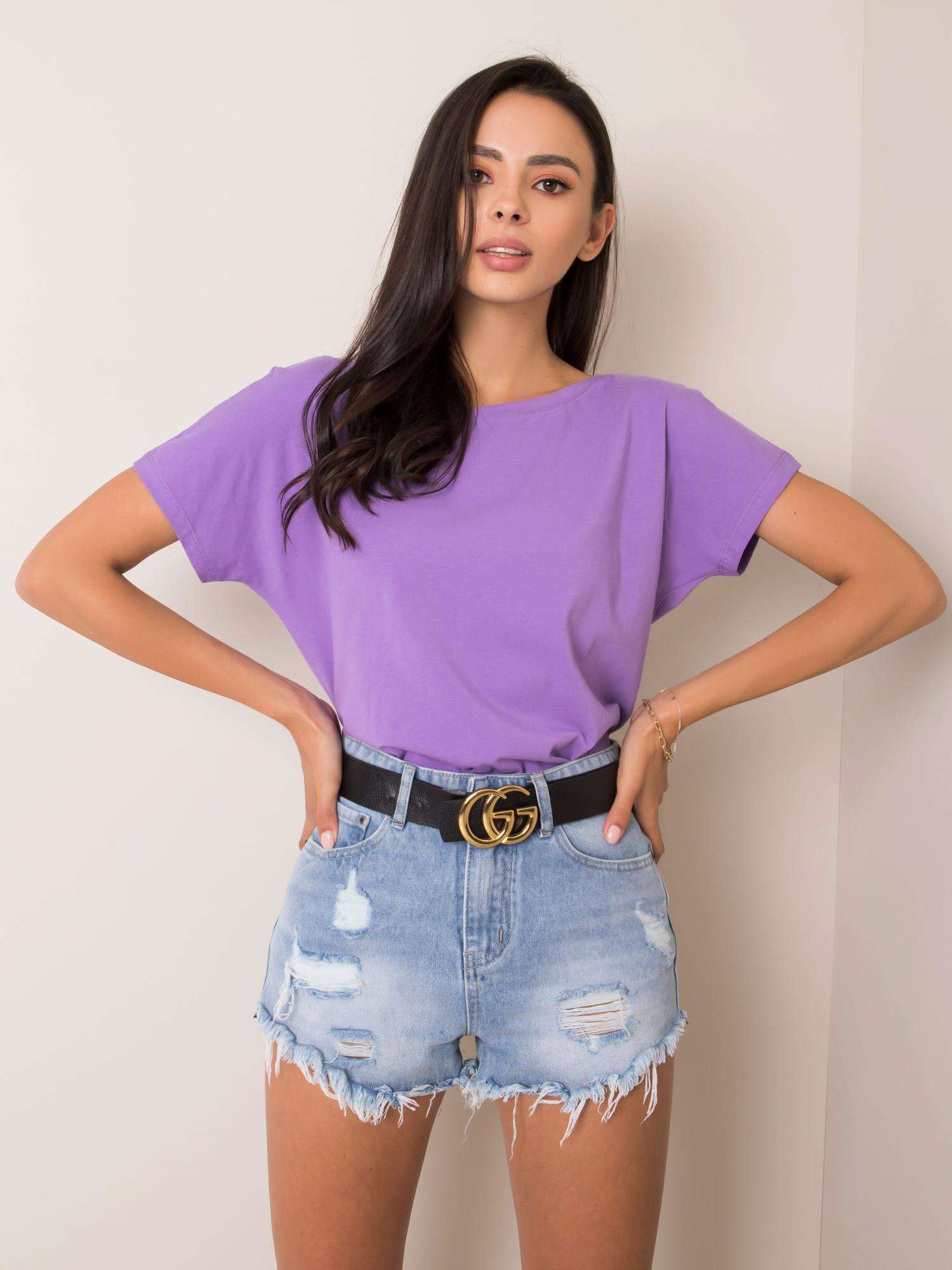 Fialové dámske tričko s výstrihom na chrbte RV-TS-4662.14P-purple Veľkosť: S