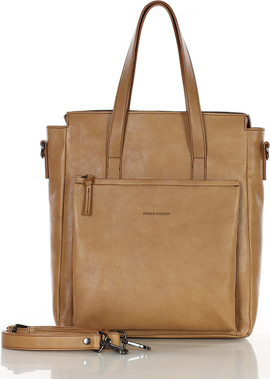 MARCO MAZZINI béžová kožená shopper taška (R305c) Veľkosť: ONE SIZE