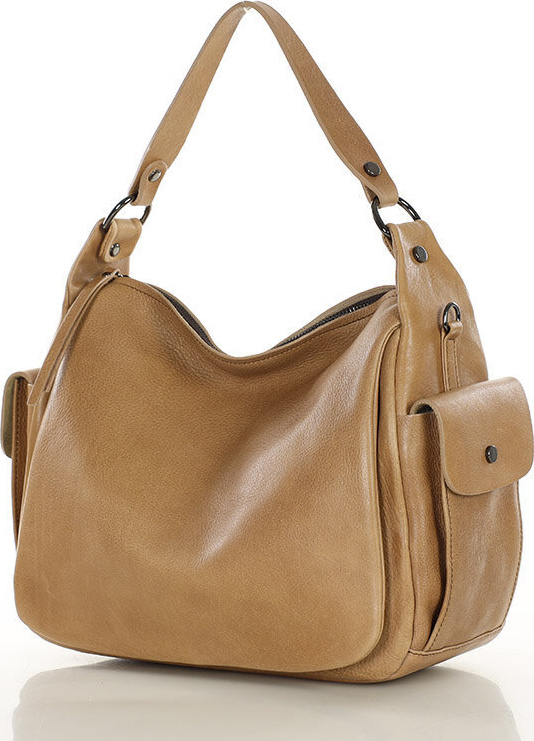 MARCO MAZZINI béžová stredne veľká kožená kabelka (R288c) Veľkosť: ONE SIZE