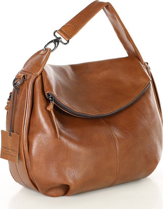 MARCO MAZZINI tmavohnedá stredne veľká kožená kabelka (R76b) Veľkosť: ONE SIZE